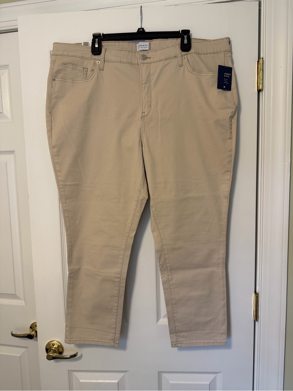 Crown & Ivy High-Rise Skinny Crop cotton pants khaki NWT size 20W